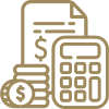 document, calculator , us dollar icon