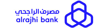 The Al Rajhi Bank logo consists of a green and white design featuring the name "Al Rajhi" in both Arabic and English, symbolizing its Islamic banking services.