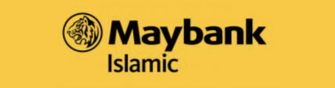  The Maybank Islamic logo features a stylized depiction of a crescent and star in yellow and black, representing its commitment to Islamic banking principles.