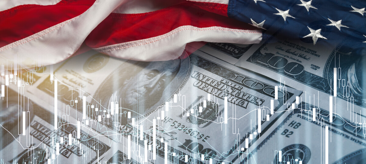 flag of America and under that a US dollar