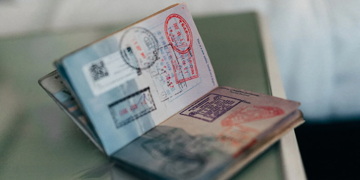 Passport with visa stamps