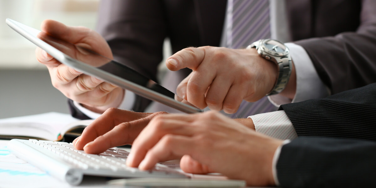 Businessman holding tablet