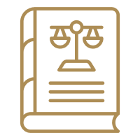  Icon of a legal book with a scale of justice, representing law or regulations.