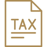 Icon of a tax document with the word "TAX" on a piece of paper.