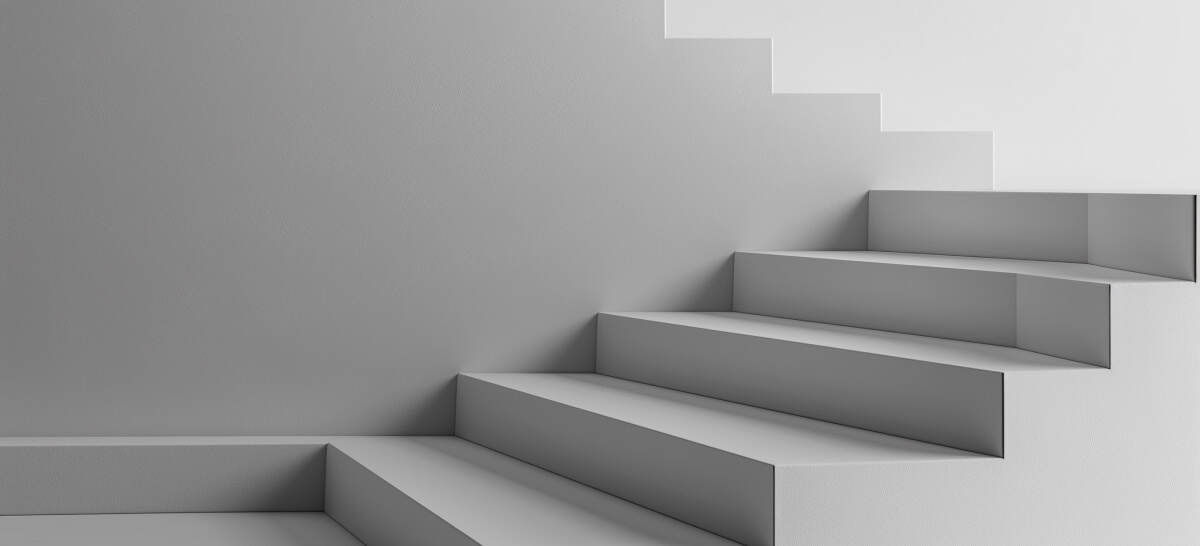 Minimalist grey staircase with clean architectural lines